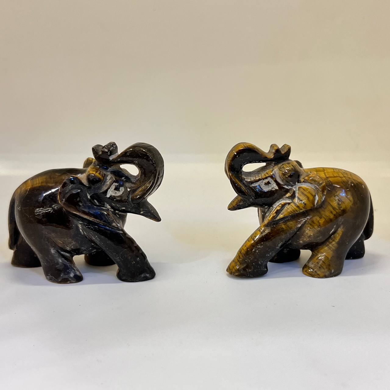 TIGER EYE ELEPHANT PAIR 210 GM