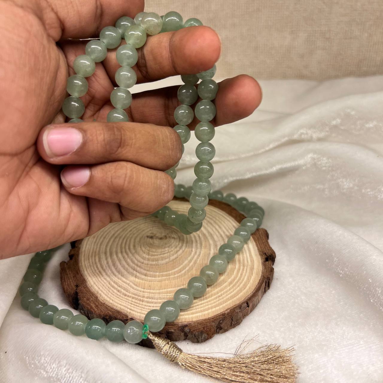 GREEN JADE CRYSTAL MALA (ATTRACTS PROSPERITY)