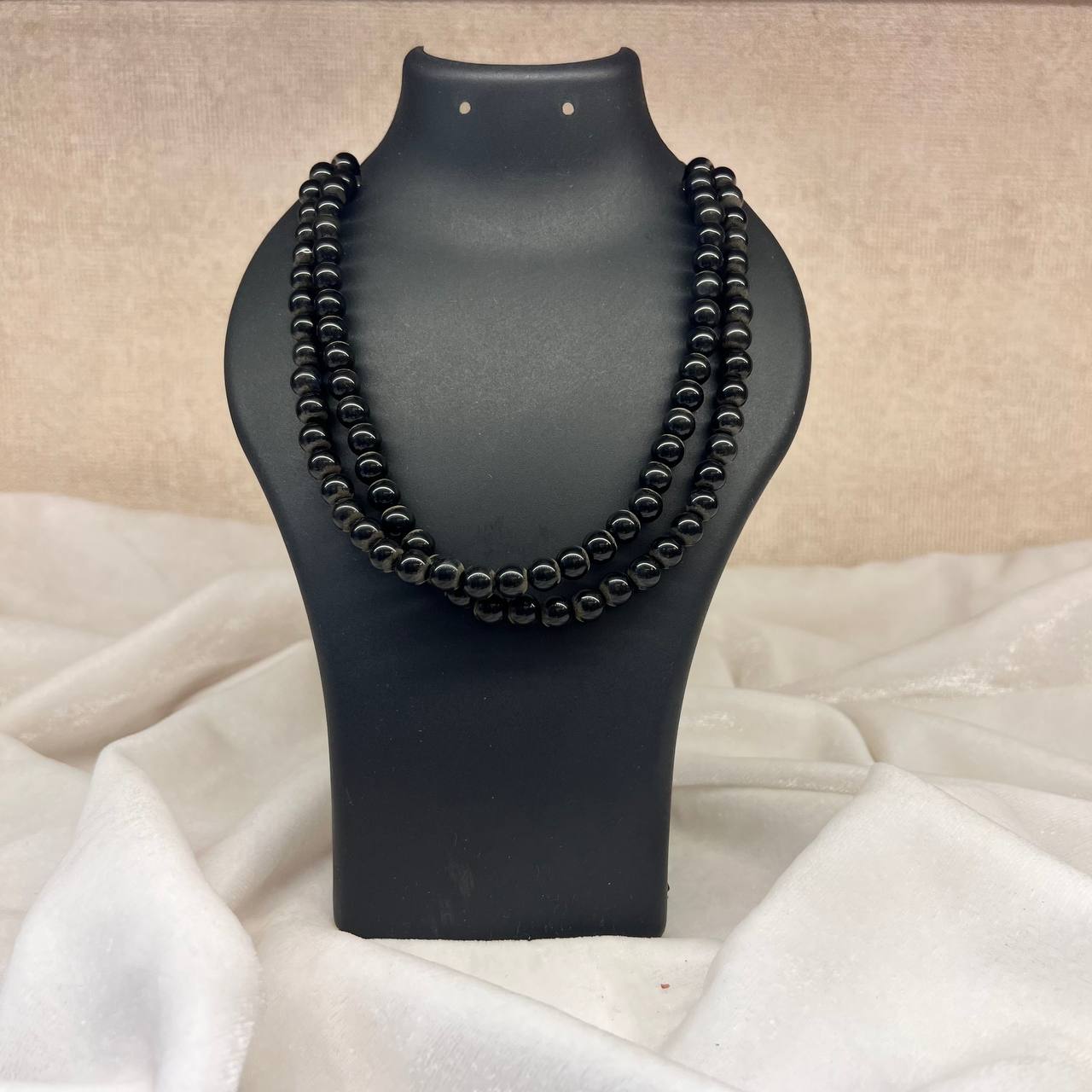 BLACK TOURMALINE CRYSTAL MALA (PROTECTION)