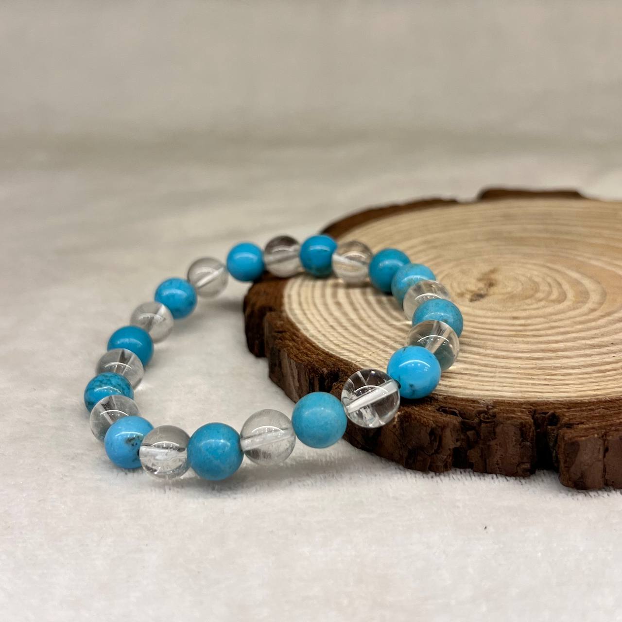 FIROZA+CLEAR QUARTZ CRYSTAL BRACELET (MENATL STABILITY)