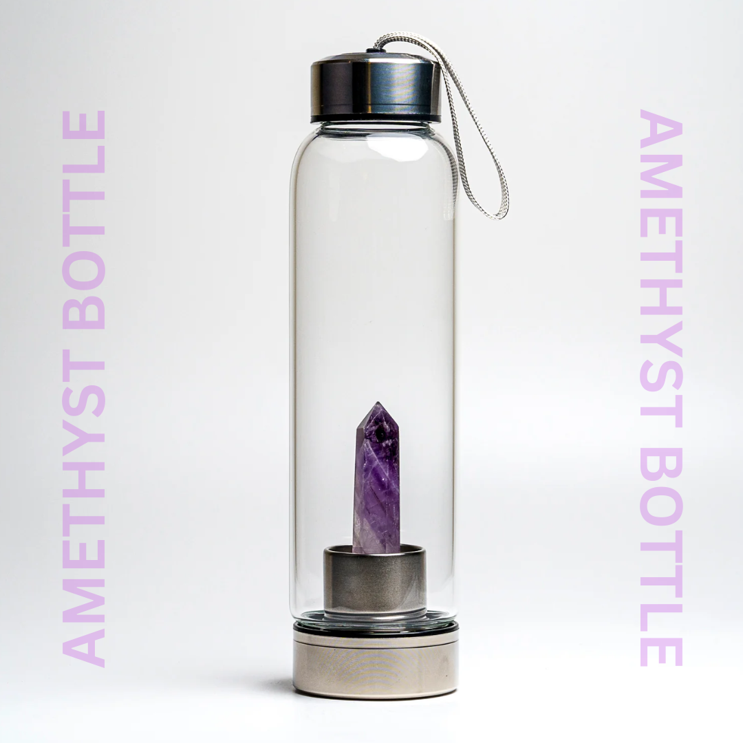 AMETHYST CRYSTAL WATER BOTTLE (CALMING AND STRESS RELIEF)