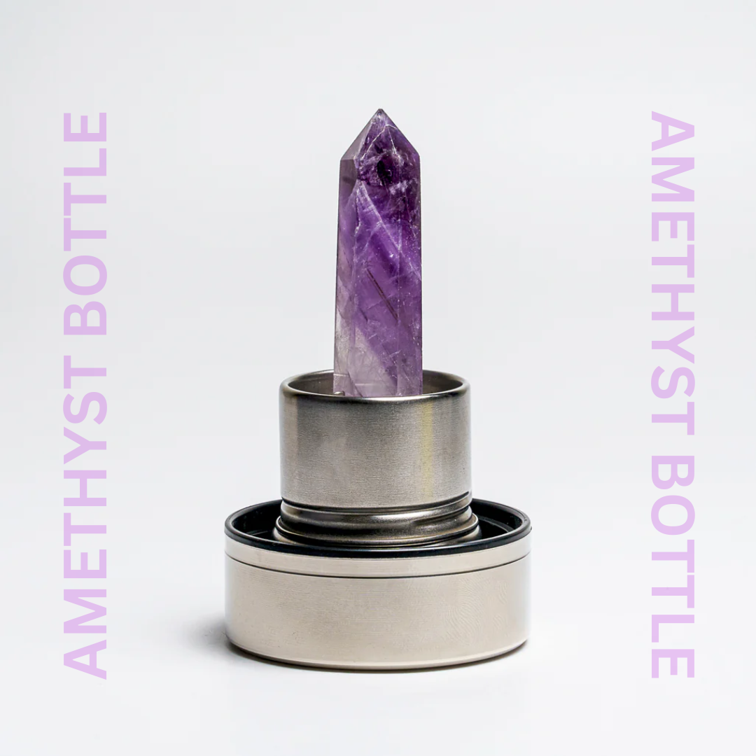 AMETHYST CRYSTAL WATER BOTTLE (CALMING AND STRESS RELIEF)