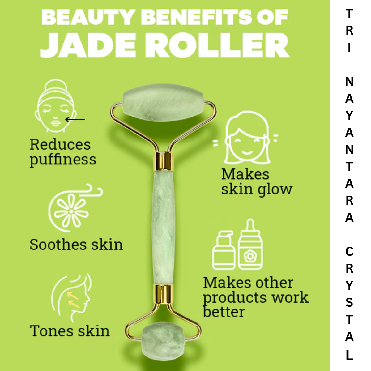 GREEN JADE CRYSTAL FACE ROLLER (GLOW SKIN AND RELAXATION)