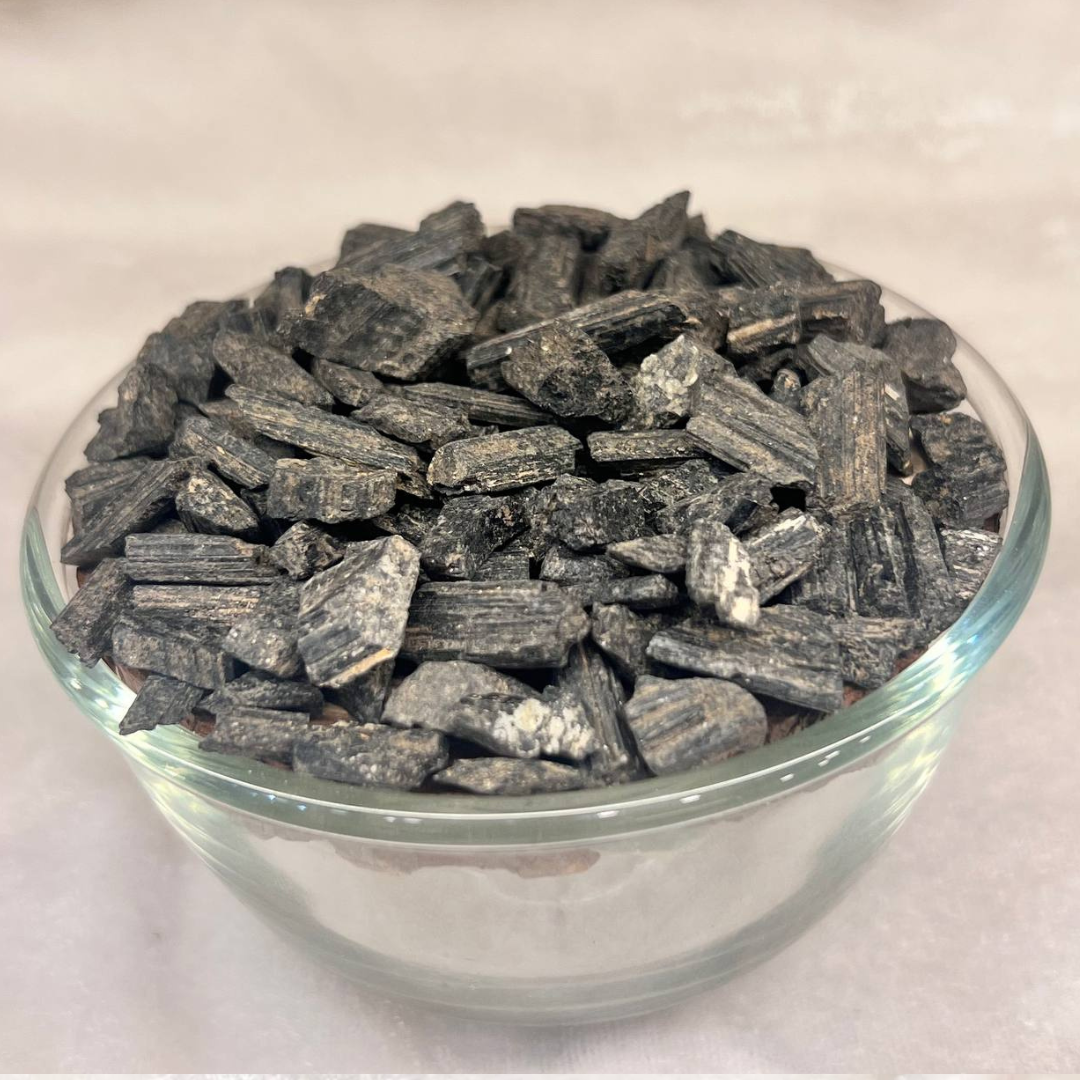 BLACK TOURNALINE CRYSTAL CHIPS (PROTECTION FROM NEGATIVE ENERGY)