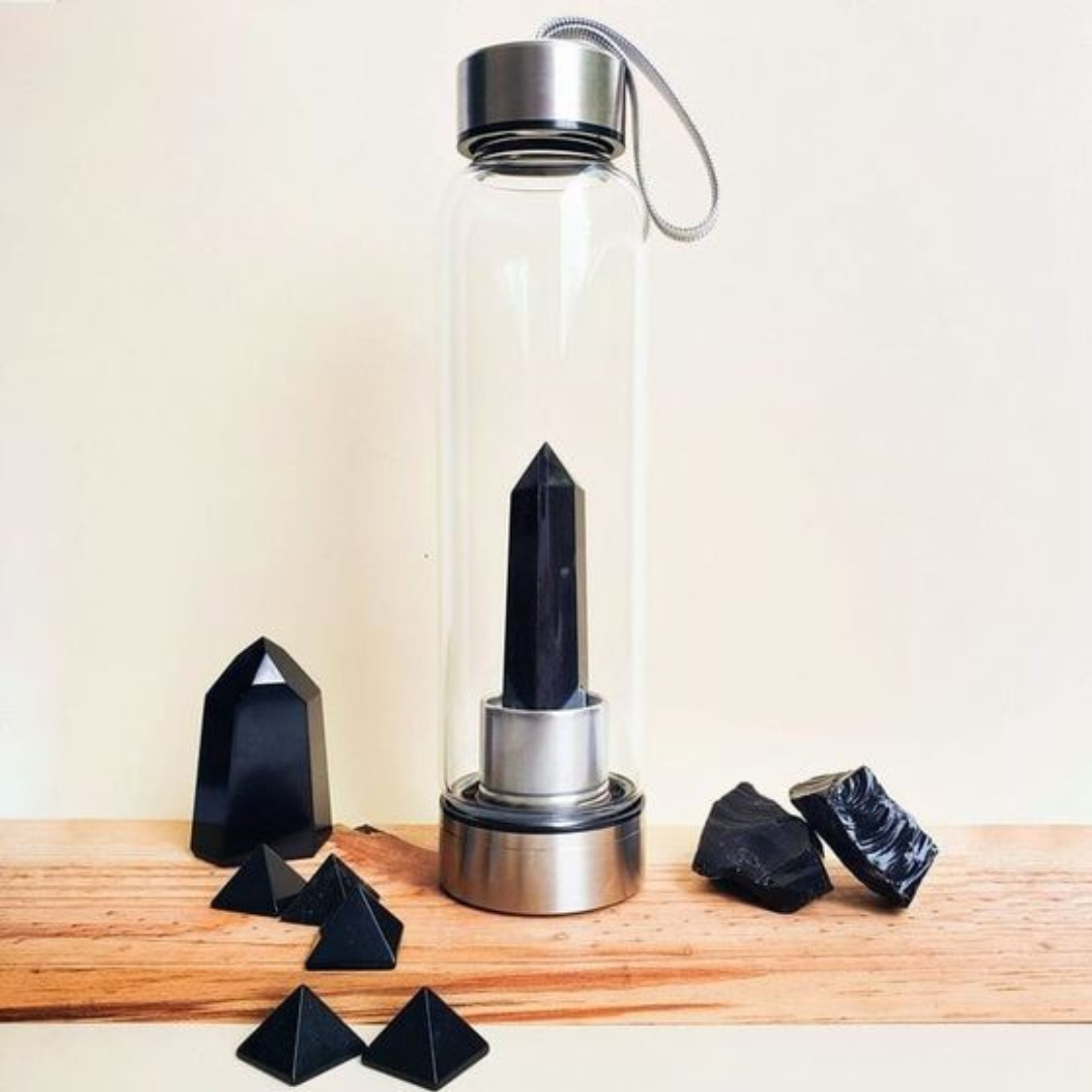 BLACK TOURMALINE WATER BOTTLE (NEGATIVITY)