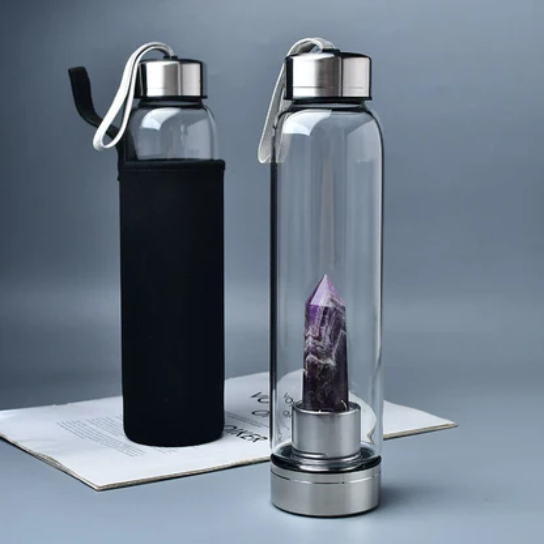 AMETHYST CRYSTAL WATER BOTTLE (CALMING AND STRESS RELIEF)