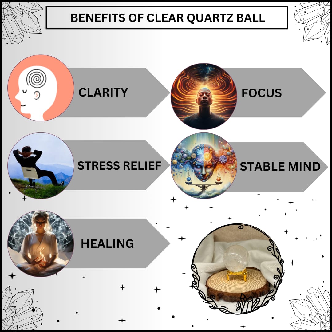 CLEAR QUARTZ CRYSTAL BALL (FOCUS AND CALMNESS)