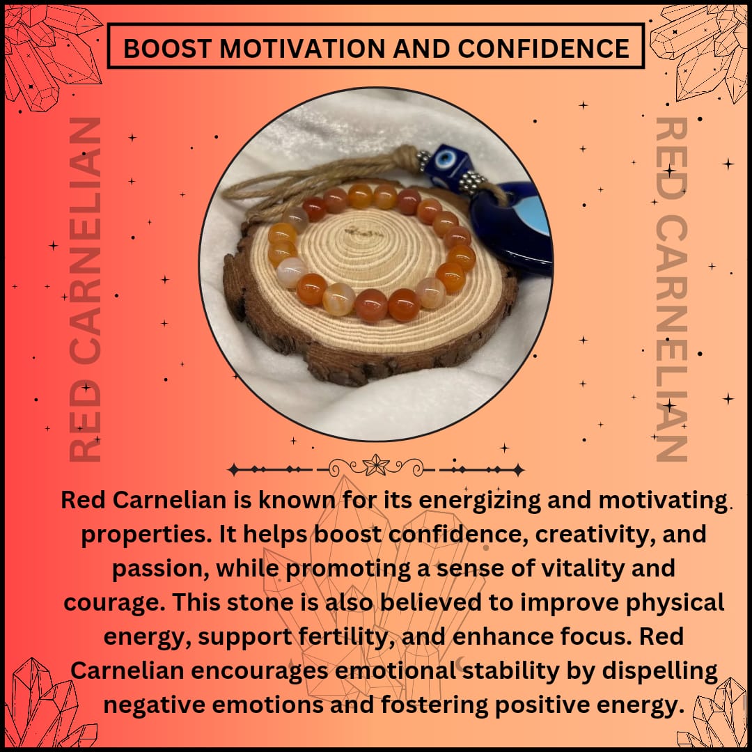 RED CARNELIAN CRYSTAL BRACELET (PASSION AND MOTIVATION)
