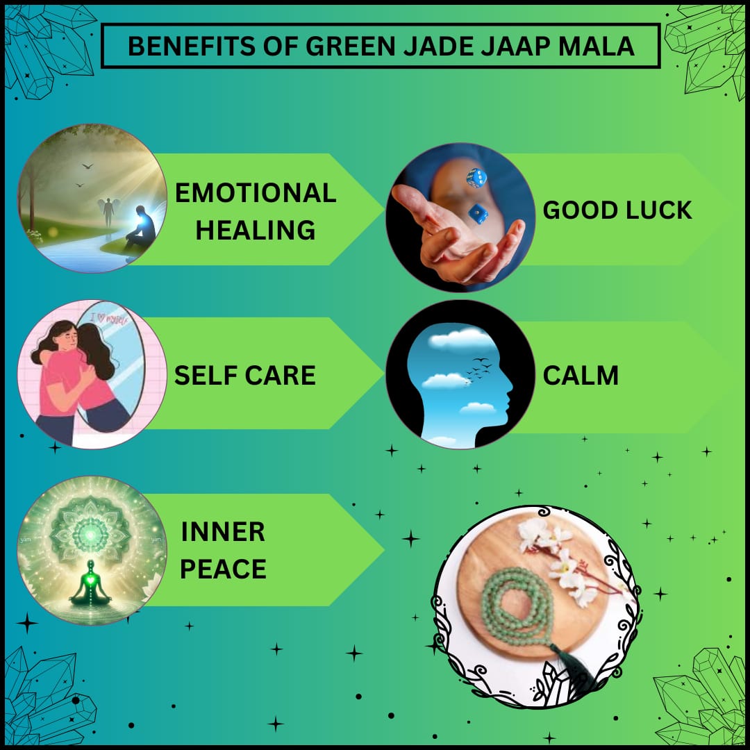 GREEN JADE CRYSTAL MALA (ATTRACTS PROSPERITY)