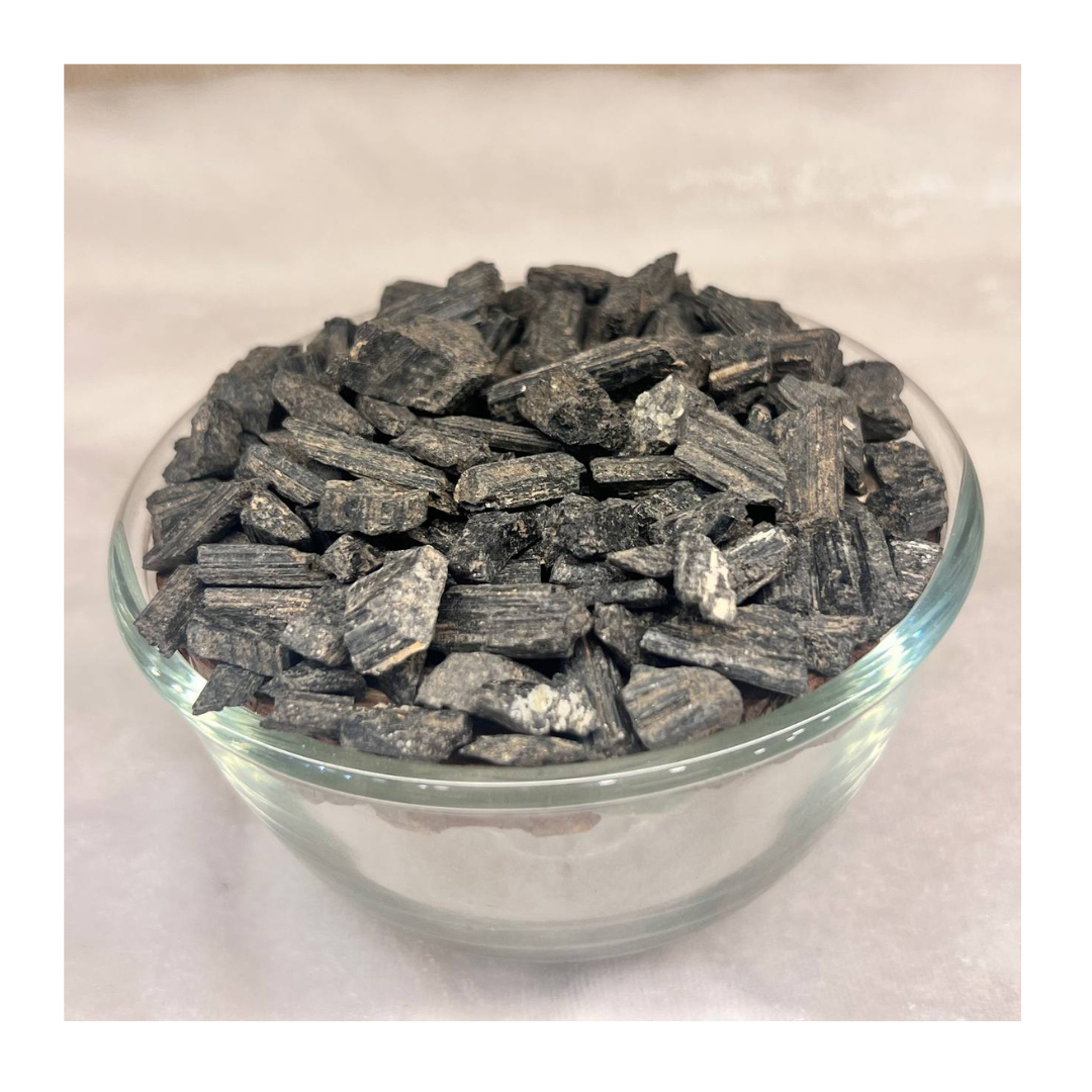 BLACK TOURNALINE CRYSTAL CHIPS (PROTECTION FROM NEGATIVE ENERGY)