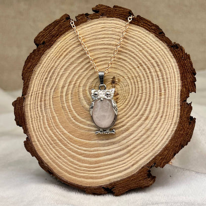 ROSE QUARTZ OWL PENDANT FOR LOVE AND RELATIONSHIP