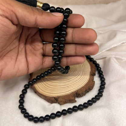 BLACK TOURMALINE CRYSTAL MALA (PROTECTION)