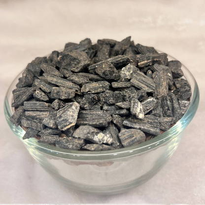 BLACK TOURNALINE CRYSTAL CHIPS (PROTECTION FROM NEGATIVE ENERGY)