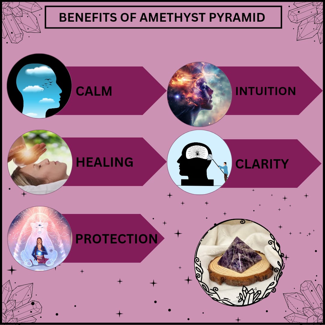 AMETHYST CRYSTAL PYRAMID (STRESS RELIEF AND CALMING)