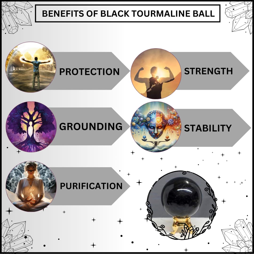 BLACK TOURMALINE CRYSTAL BALL (NEGATIVITY)