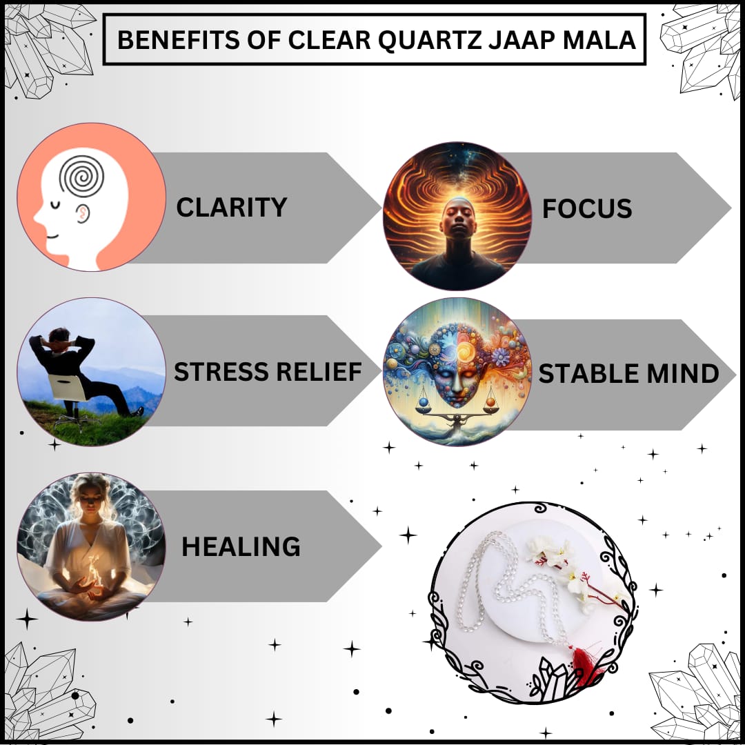 CLEAR QUARTZ CRYSTAL MALA (MIND CALMNESS AND FOCUS)
